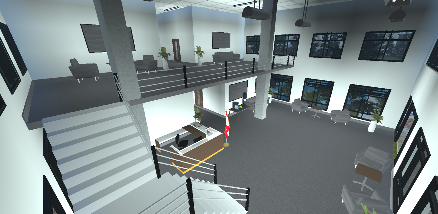 Detailed military headquarters in Roblox featuring Canadian flags and structures